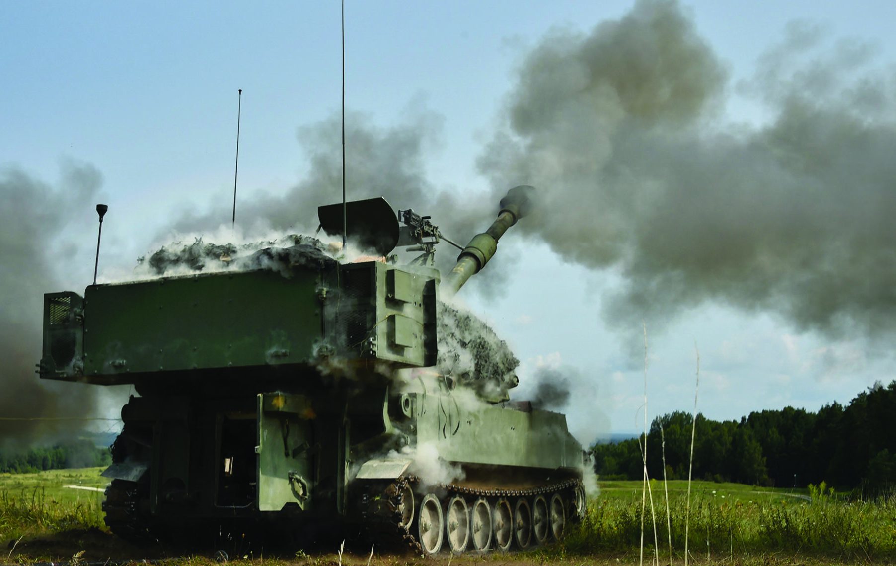 U.S. Soldiers with Bravo Battery, 3rd Battalion, 29th Field Artillery Regiment, 3rd Armored Brigade Combat Team, 4th Infantry Division, conduct a Fire Coordination Exercise with M109A6 Paladins at the 7th Army Training Command's Grafenwoehr Training Area, Germany, Aug. 21, 2017. (U.S. Army photo by Visual Information Specialist Gertrud Zach)