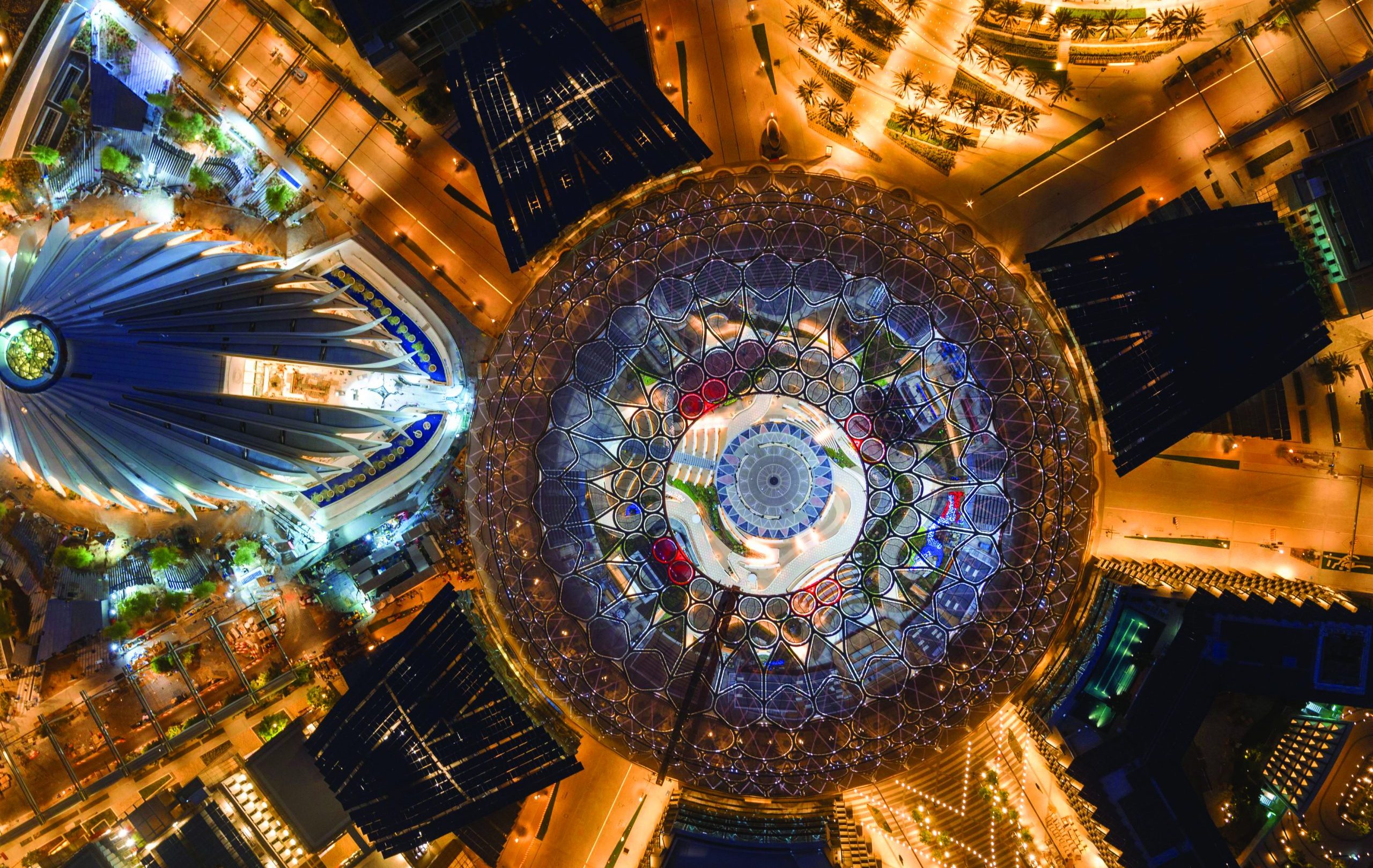 Aerial night view of Al Wasl