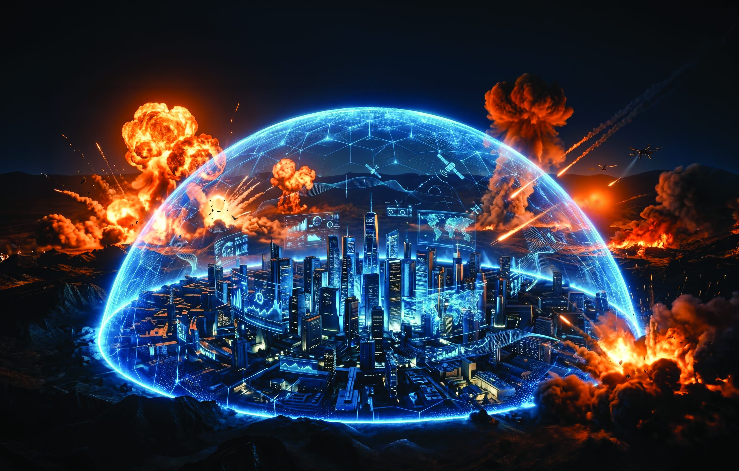 massive glowing digital shield